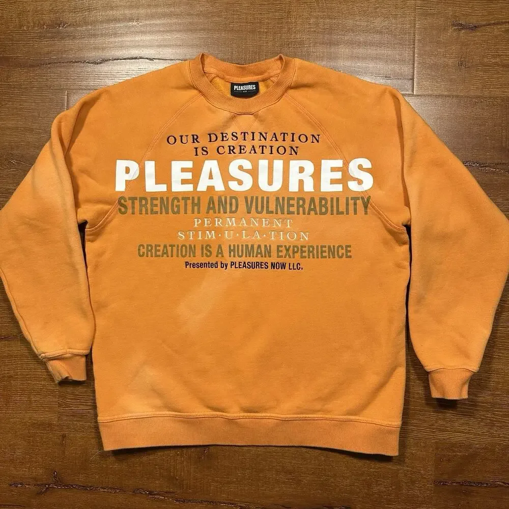 Pleasures Oversized Sweatshirt Mens S Orange Pullover Sweater Relaxed Fit City